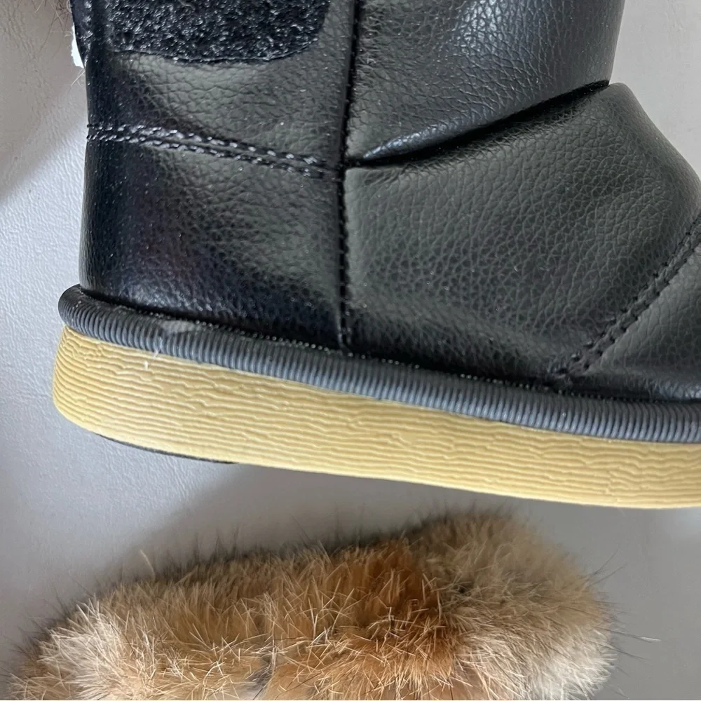 BABY GIRL Faux Fur Gold and Black‎ Boots Set of 2